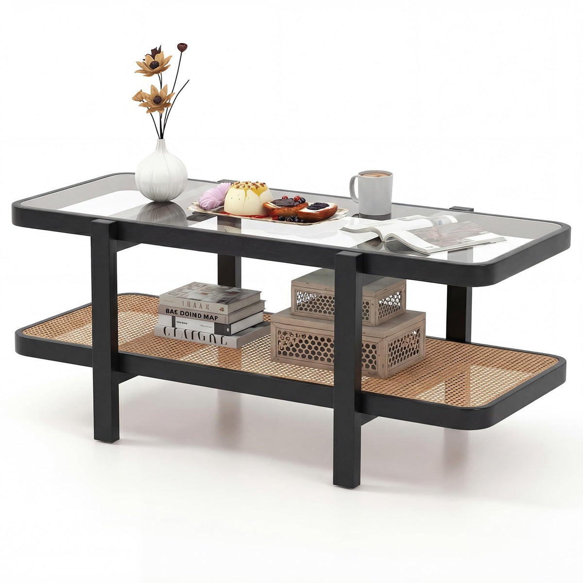 Black Rattan Coffee Table Y2702