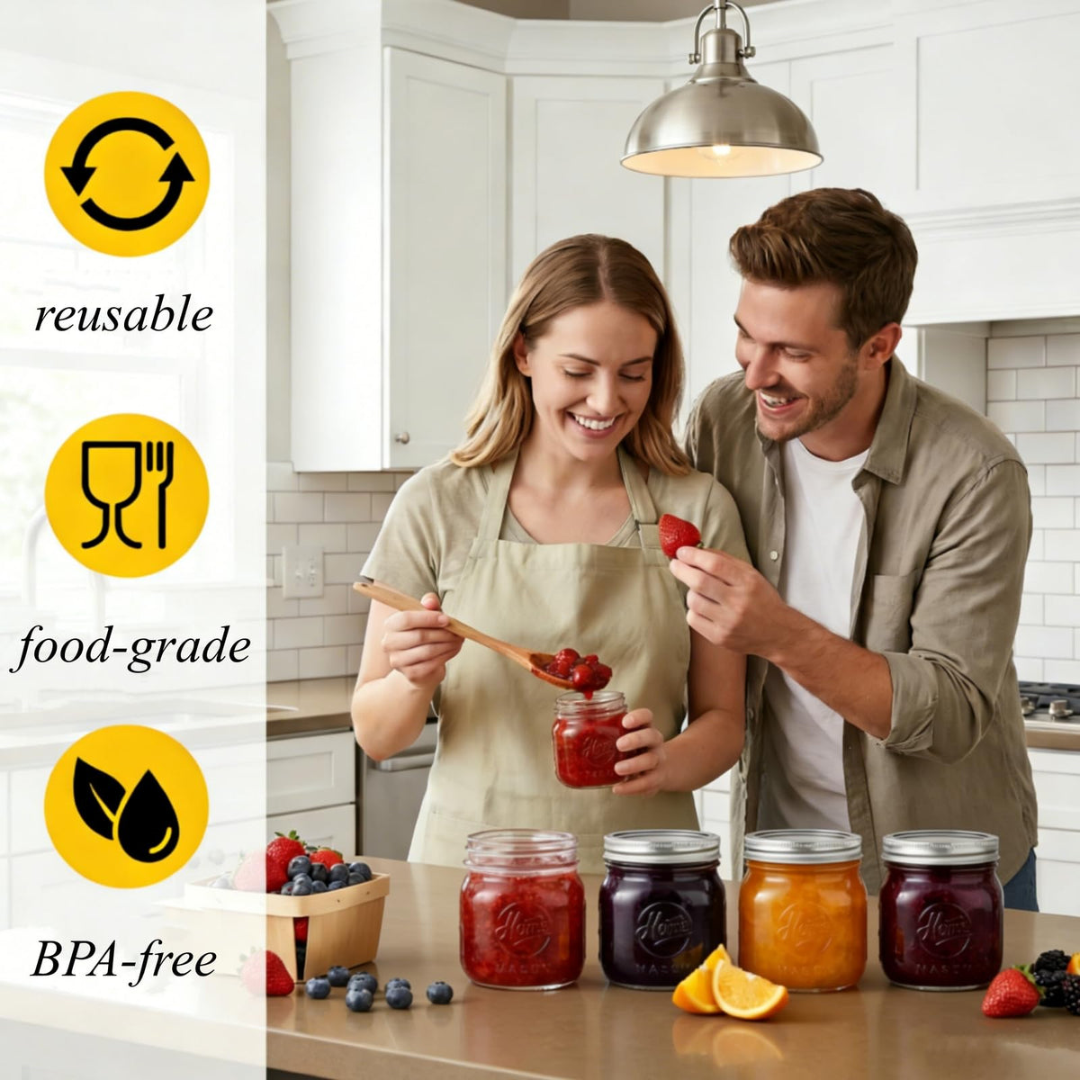 12 Pack 16Oz Wide Mouth Glass Mason Jars with Airtight Lids G507359