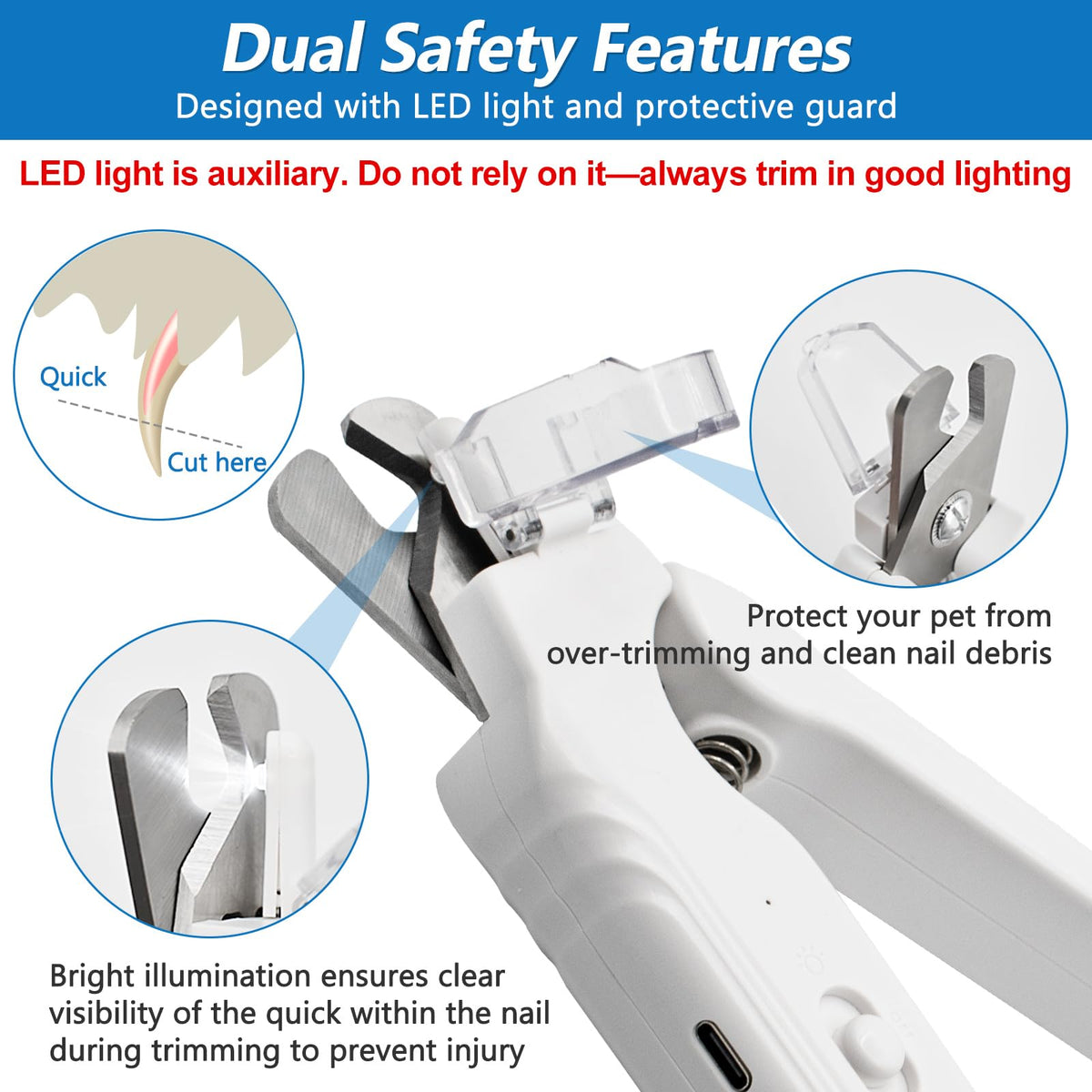 2-in-1 LED Pet Nail Clipper & Grinder with Lights G4626