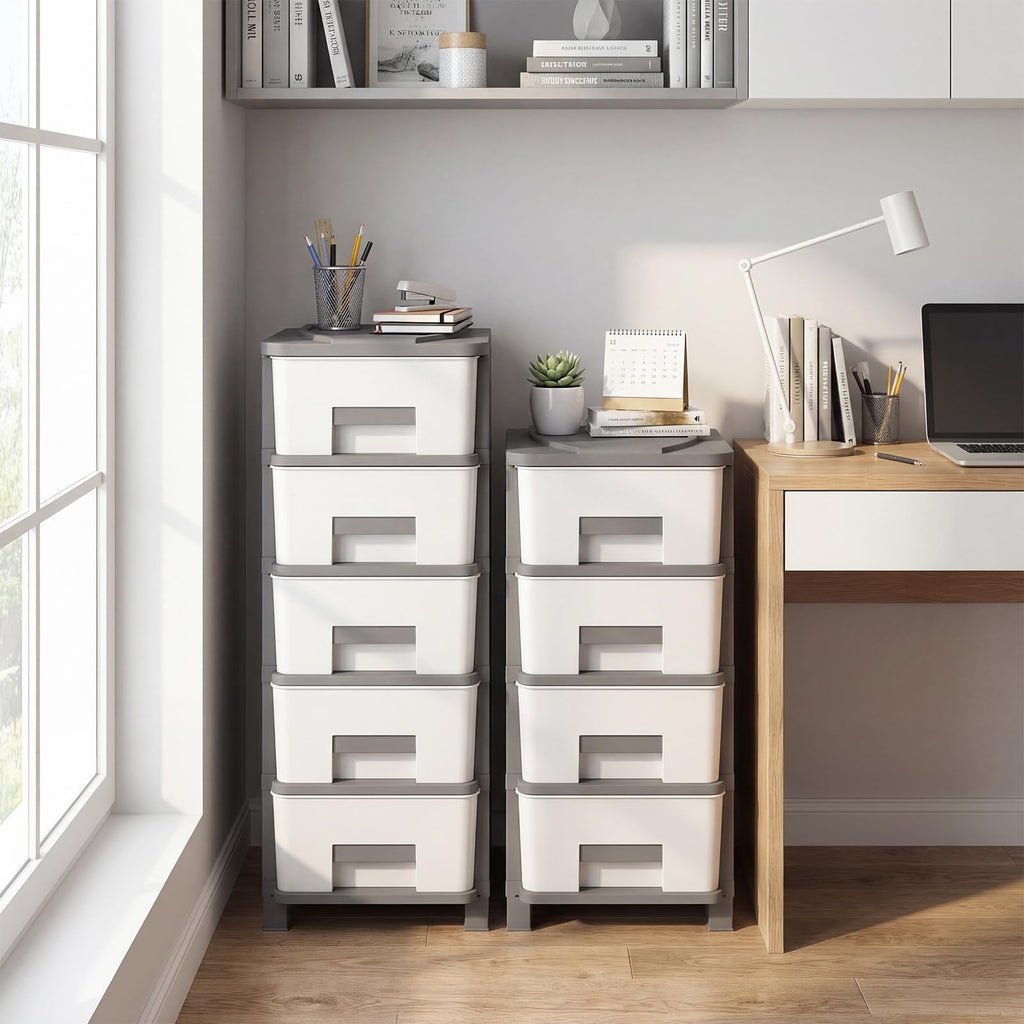 White Grey 4 Drawer Plastic Storage Tower G515004