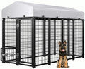 Weatherproof Outdoor Dog Kennel with Roof & Feeders A12899