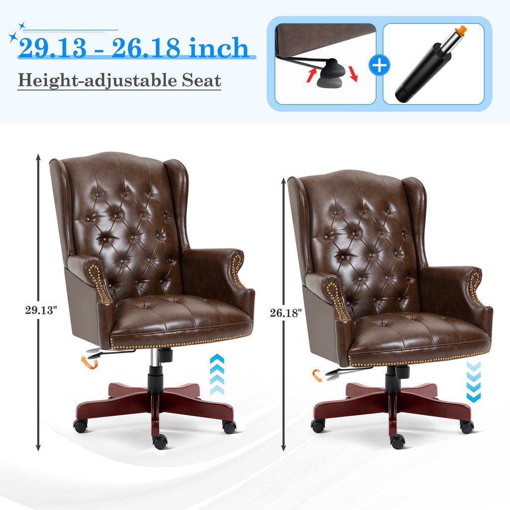 Big and Tall Brown Faux Leather Executive Office Chair W1669
