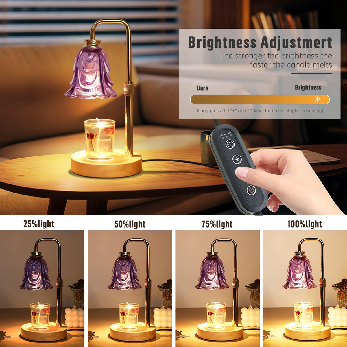 Adjustable Height Dimmable Candle Warmer Lamp with Timer M243800
