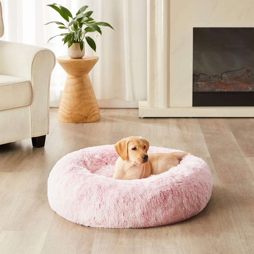 Pink Round Calming Dog Bed L523230