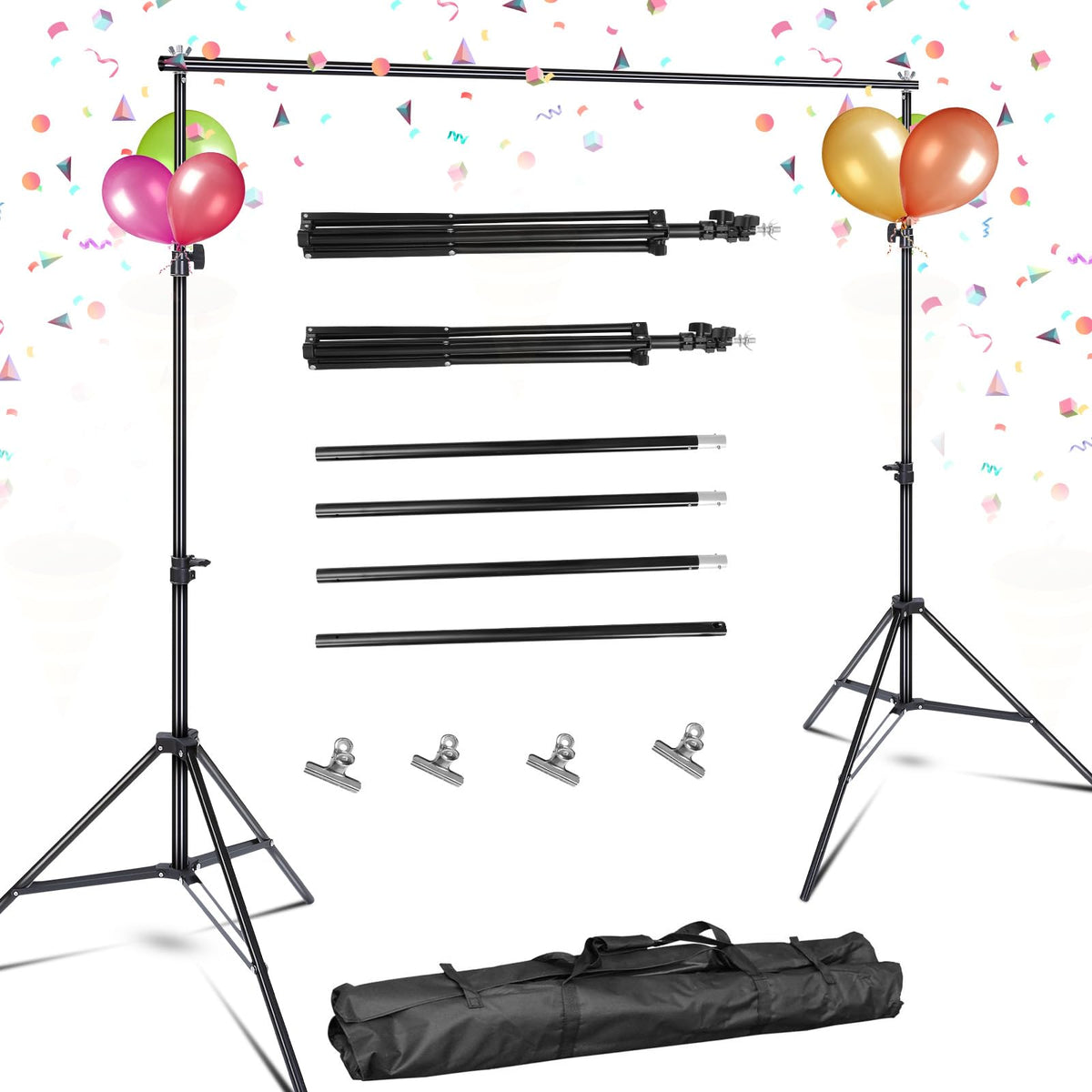 10ft Adjustable Backdrop Stand Kit with Clamps & Carry Bag Z2023