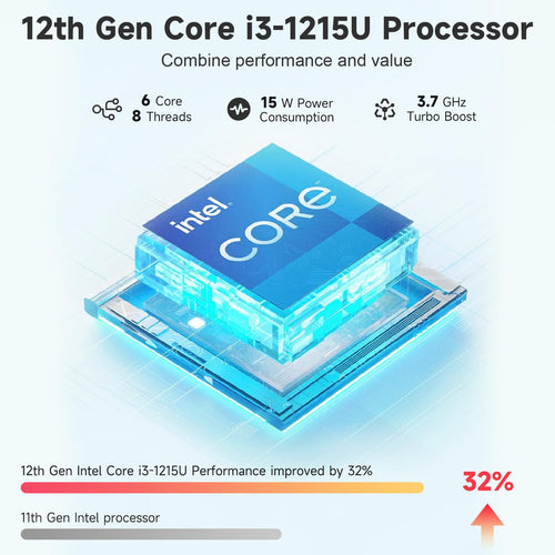 15.6" IPS FHD Laptop, Intel Core i3, 8GB RAM 256GB SSD E1212