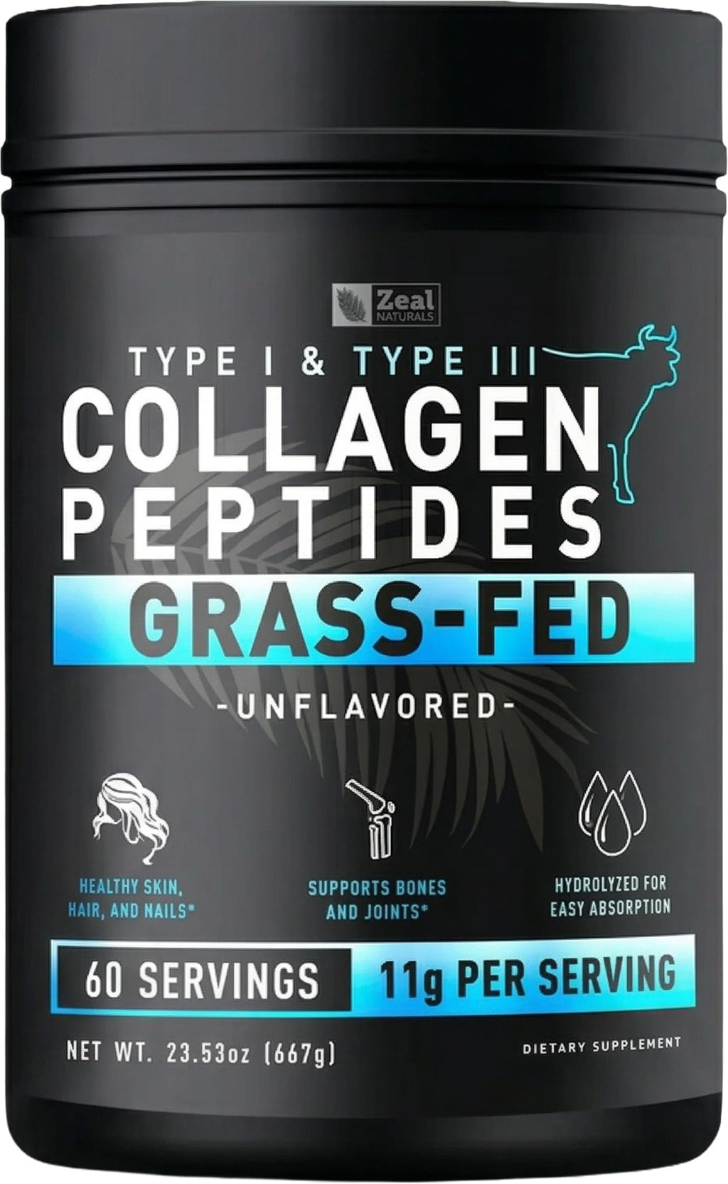 Hydrolyzed Collagen Peptides Powder, 10g Protein, Unflavored, 23.53 oz C379312