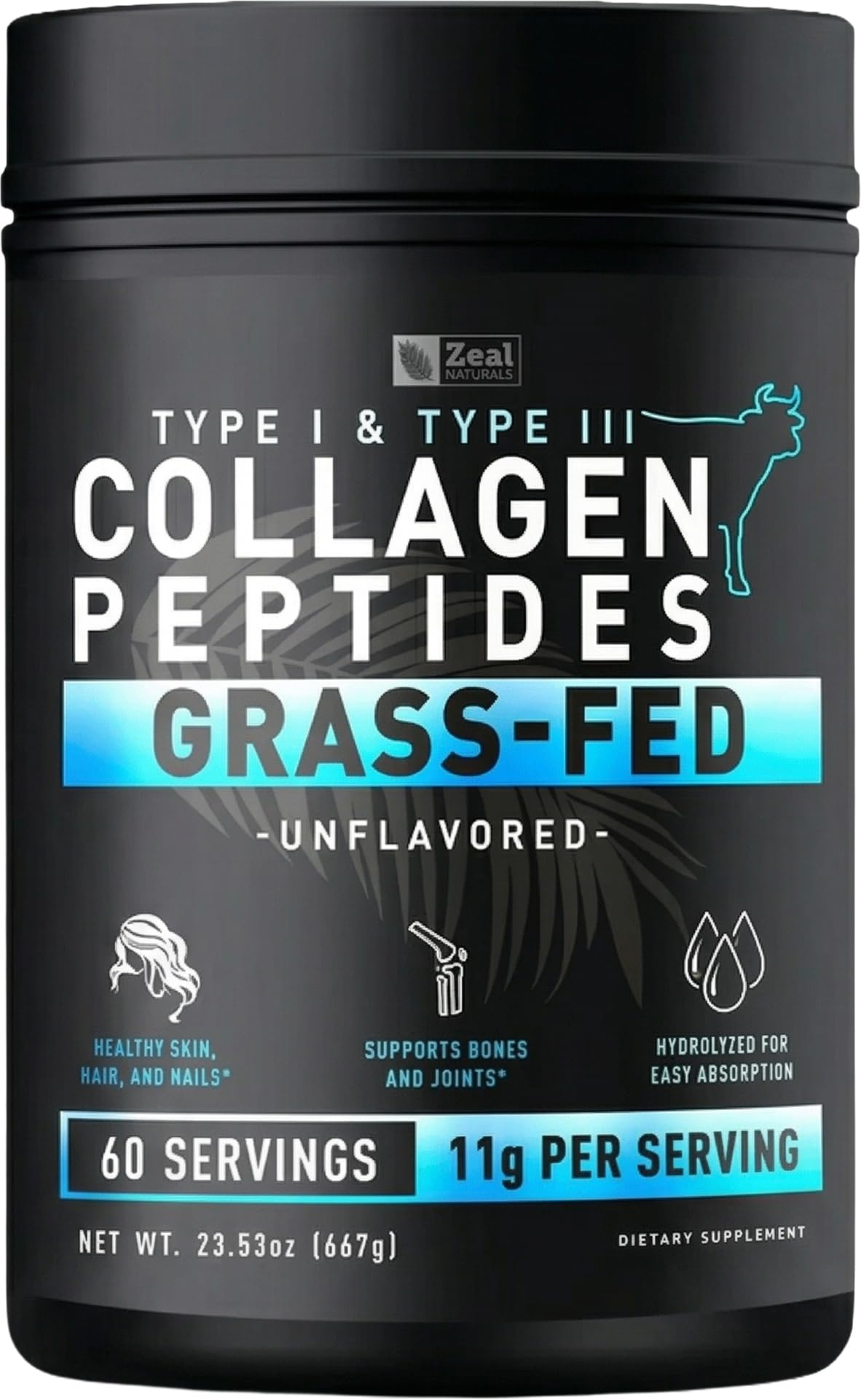 Hydrolyzed Collagen Peptides Powder, 10g Protein, Unflavored, 23.53 oz C379312