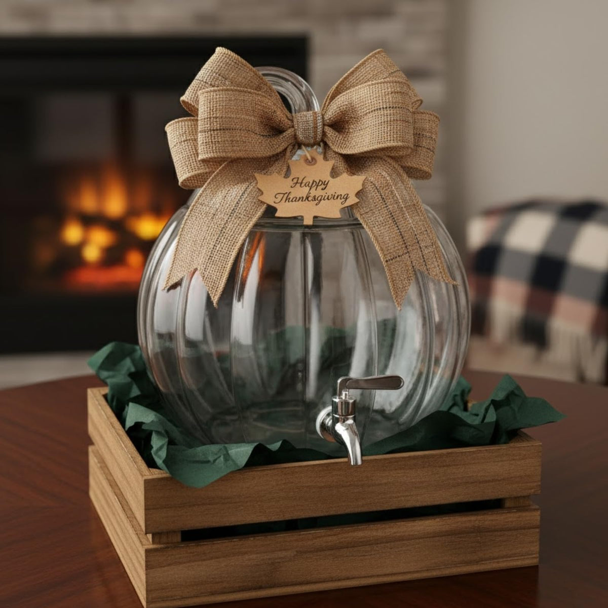 Glass Pumpkin Drink Dispenser 2 Gallon F212