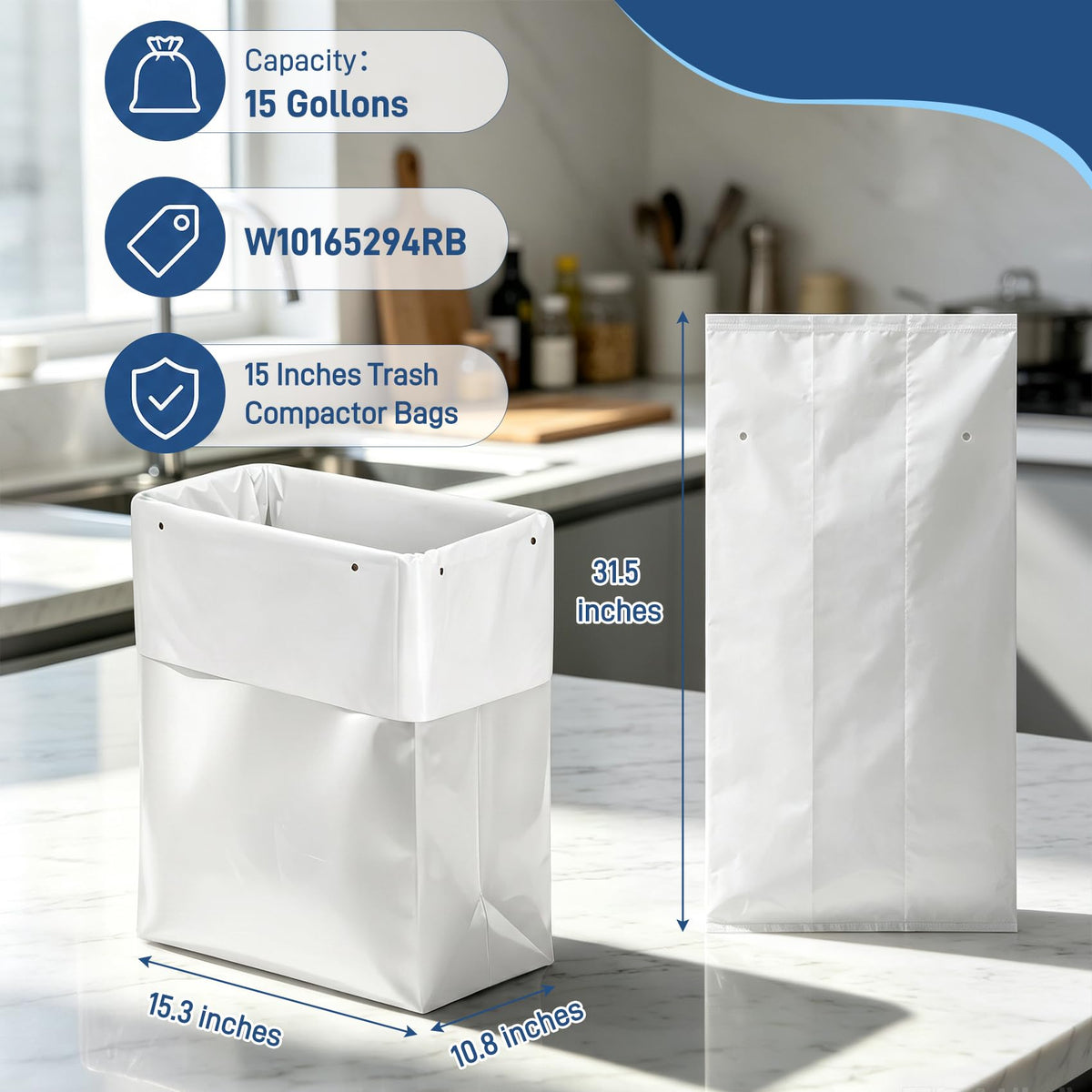 60-pack Trash Compactor Bags with Pre-punched Holes Y414