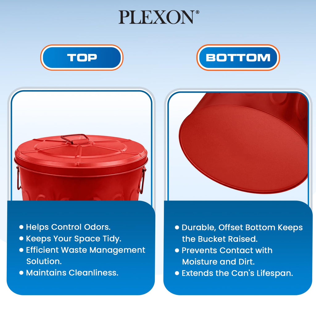 20 Gallon Red Metal Trash Can with Lid S253384