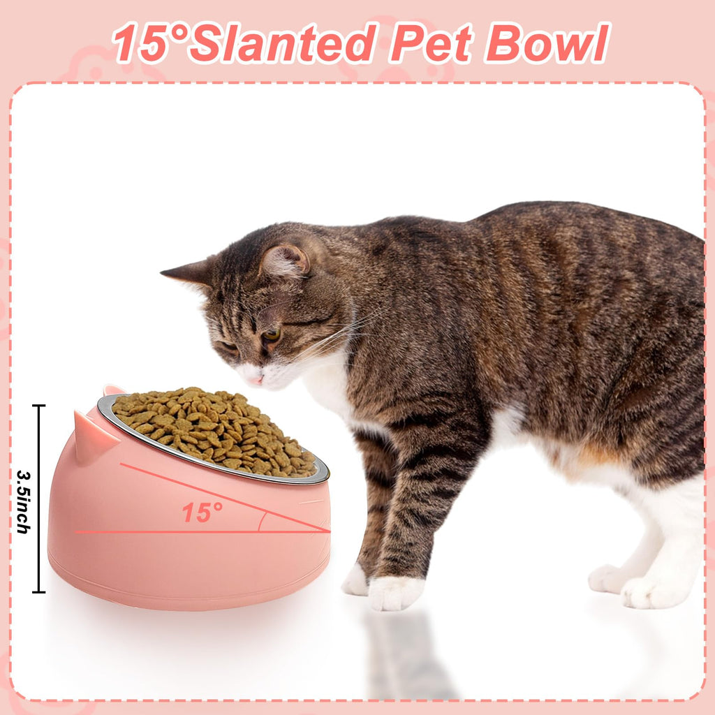 7 Pcs Stainless Steel Raised Cat Food Bowl V72392
