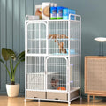 White 4 Tier Cat Cage with Litter Box K7398