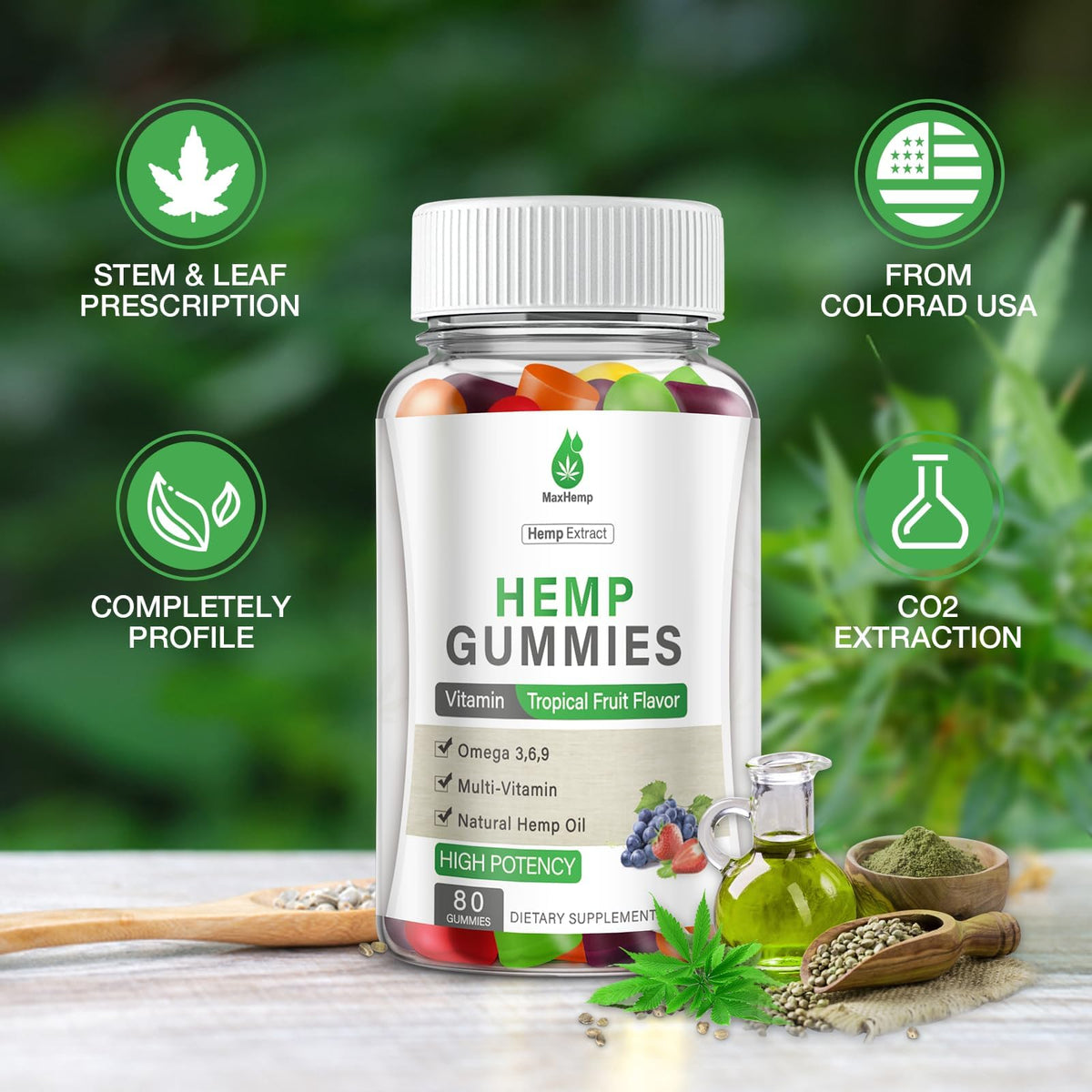 Hemp Gummies 100% Natural Organic Vegan 3 Packs H644