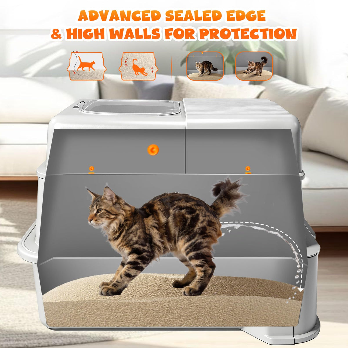 Enclosed Stainless Steel Cat Litter Box with Drawer Y994