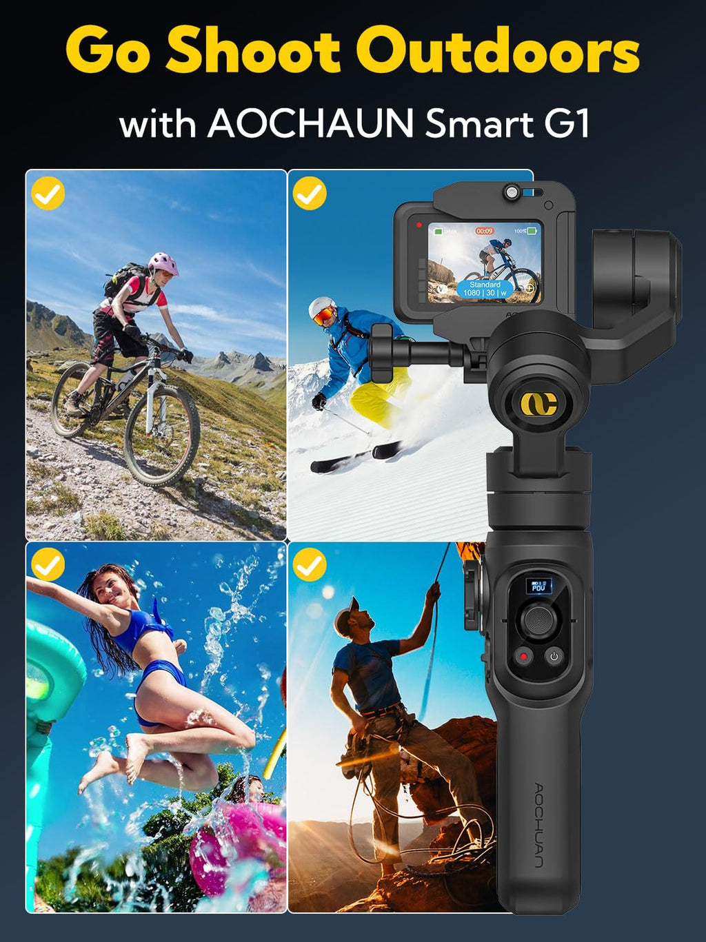 3-axis Handheld Gimbal Stabilizer with Extension Rod H127