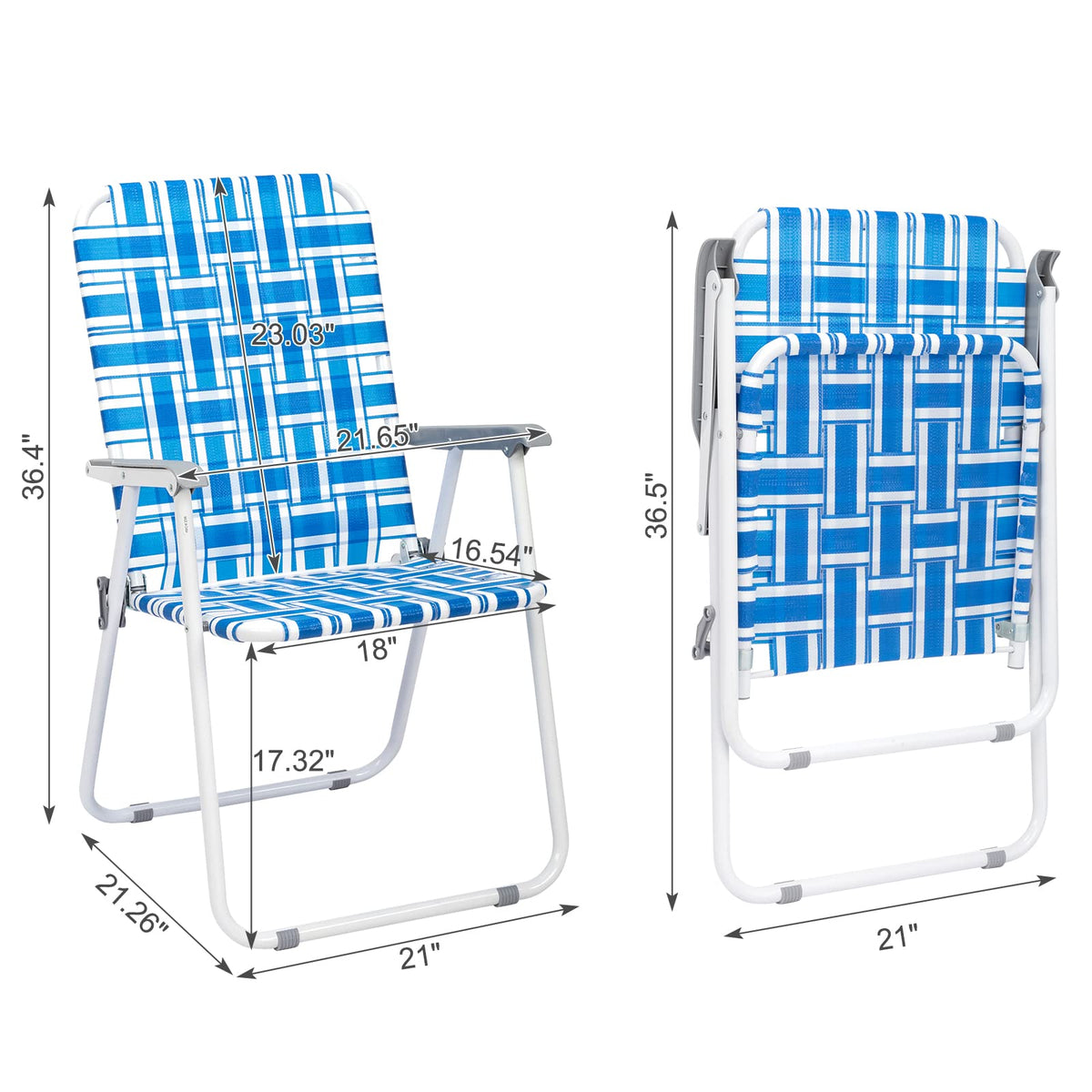 Set of 2 Blue Webbed Folding Camping Chairs D328