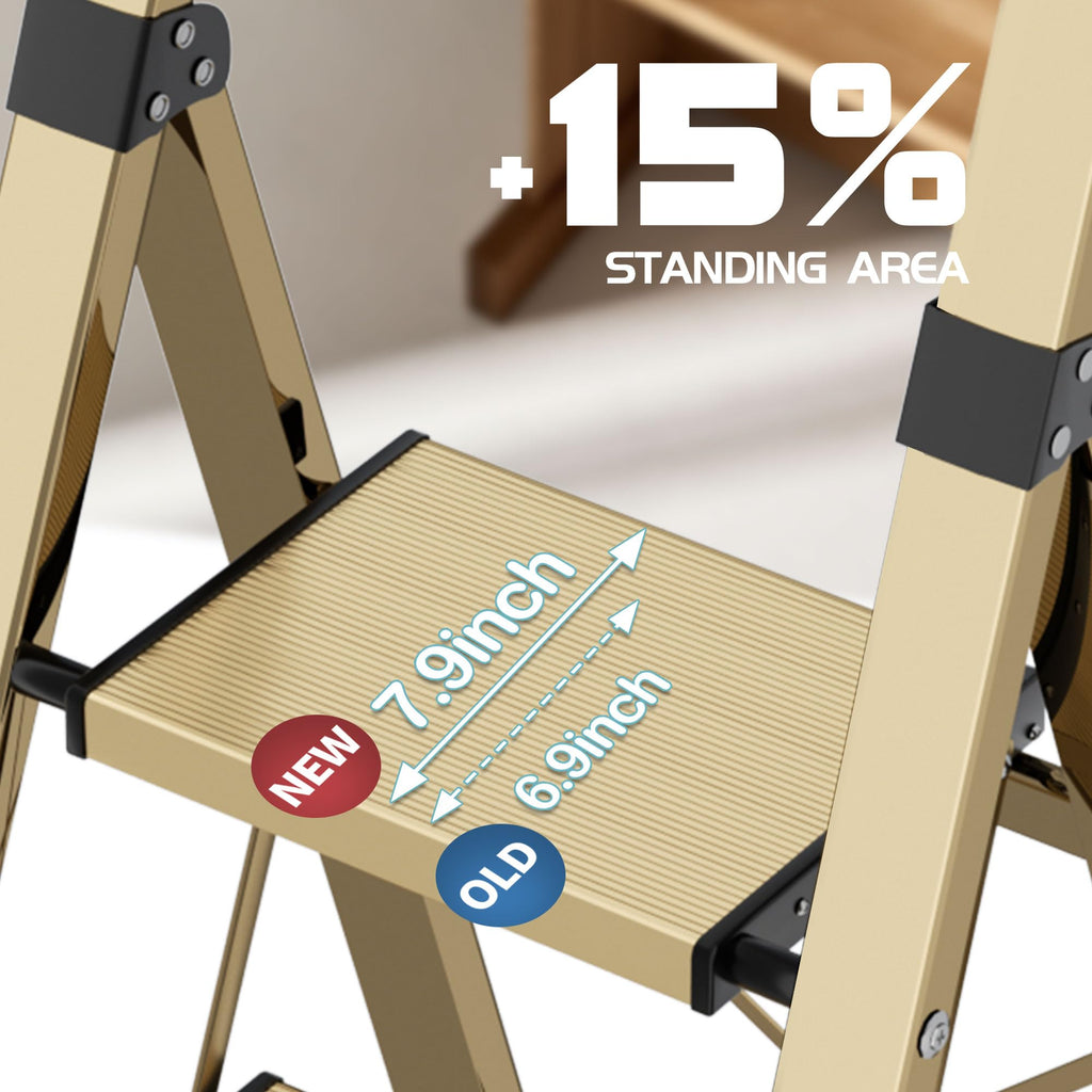 4 Step Lightweight Folding Ladder with Handgrip 330lbs Capacity K8112