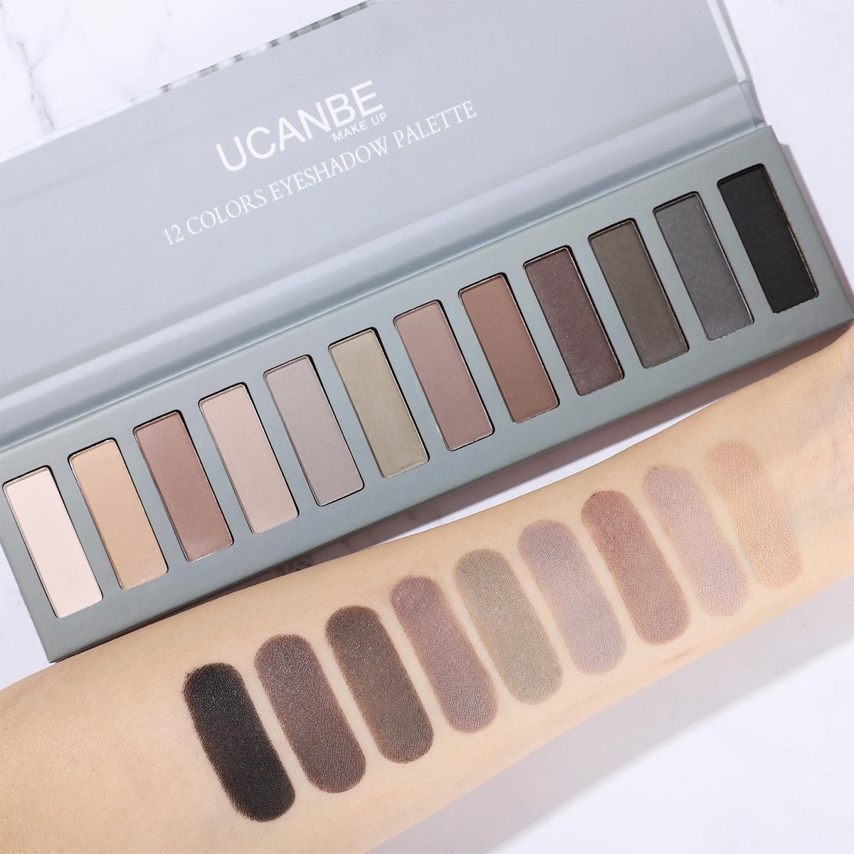 12 Color Neutral Matte Shimmer Eyeshadow Palette with Brush U571