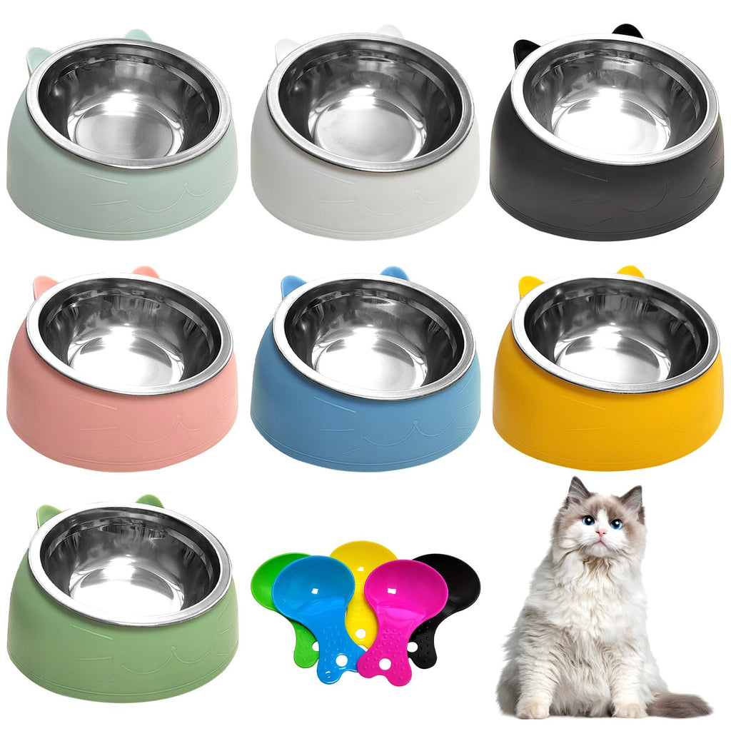 7 Pcs Stainless Steel Raised Cat Food Bowl V72392