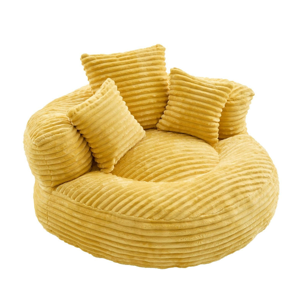 Oversized Corduroy Bean Bag Chair with 3 Pillows A51452