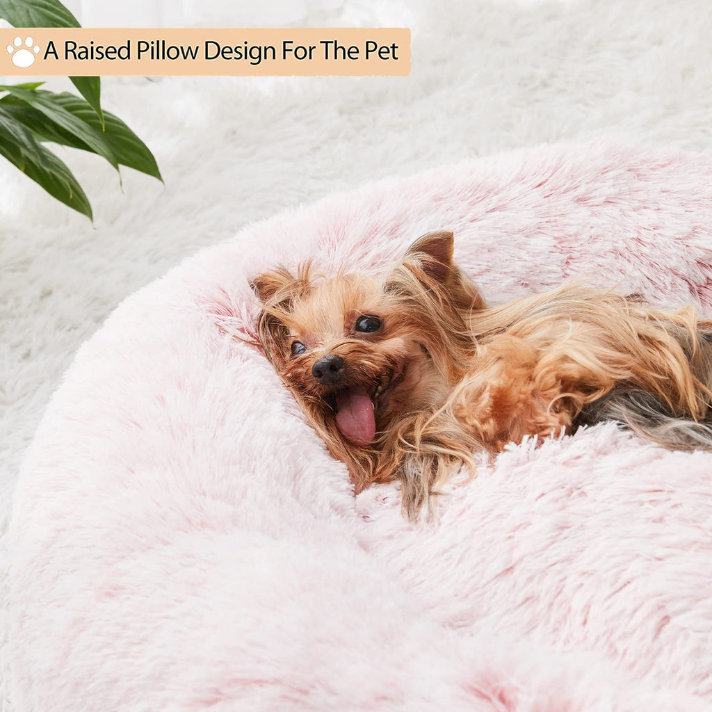 Pink Round Calming Dog Bed L523230