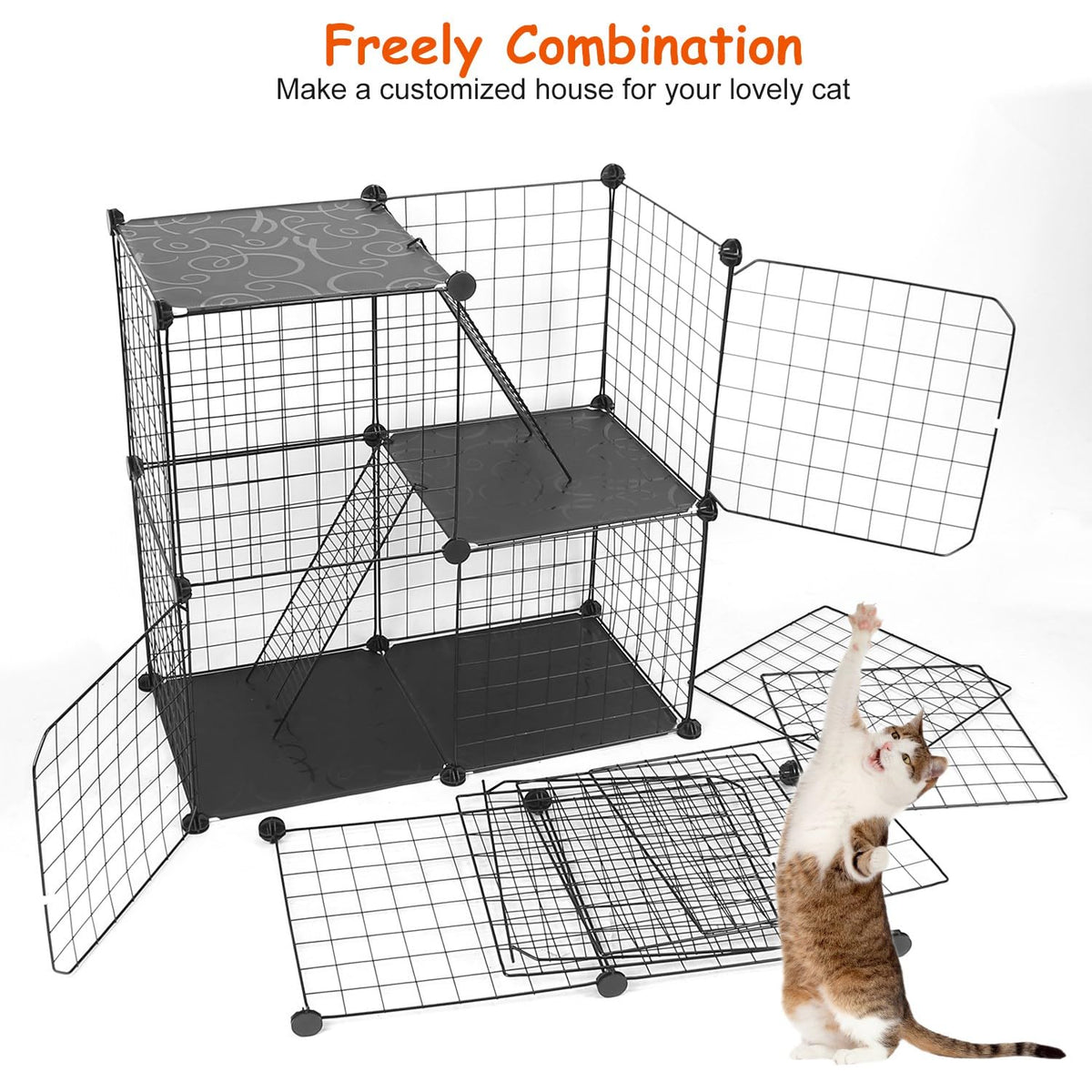 3-Tier Cat Cage with 3 Doors 2 Ramp Ladders B3115