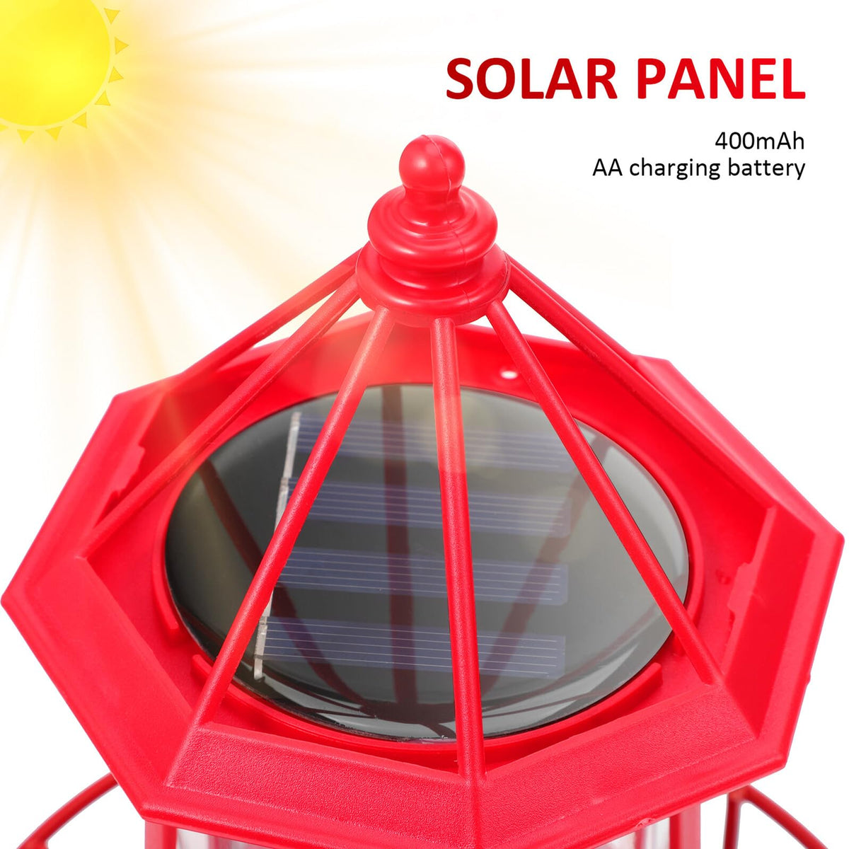 Solar Powered Rotating Lighthouse Garden Light Z256025