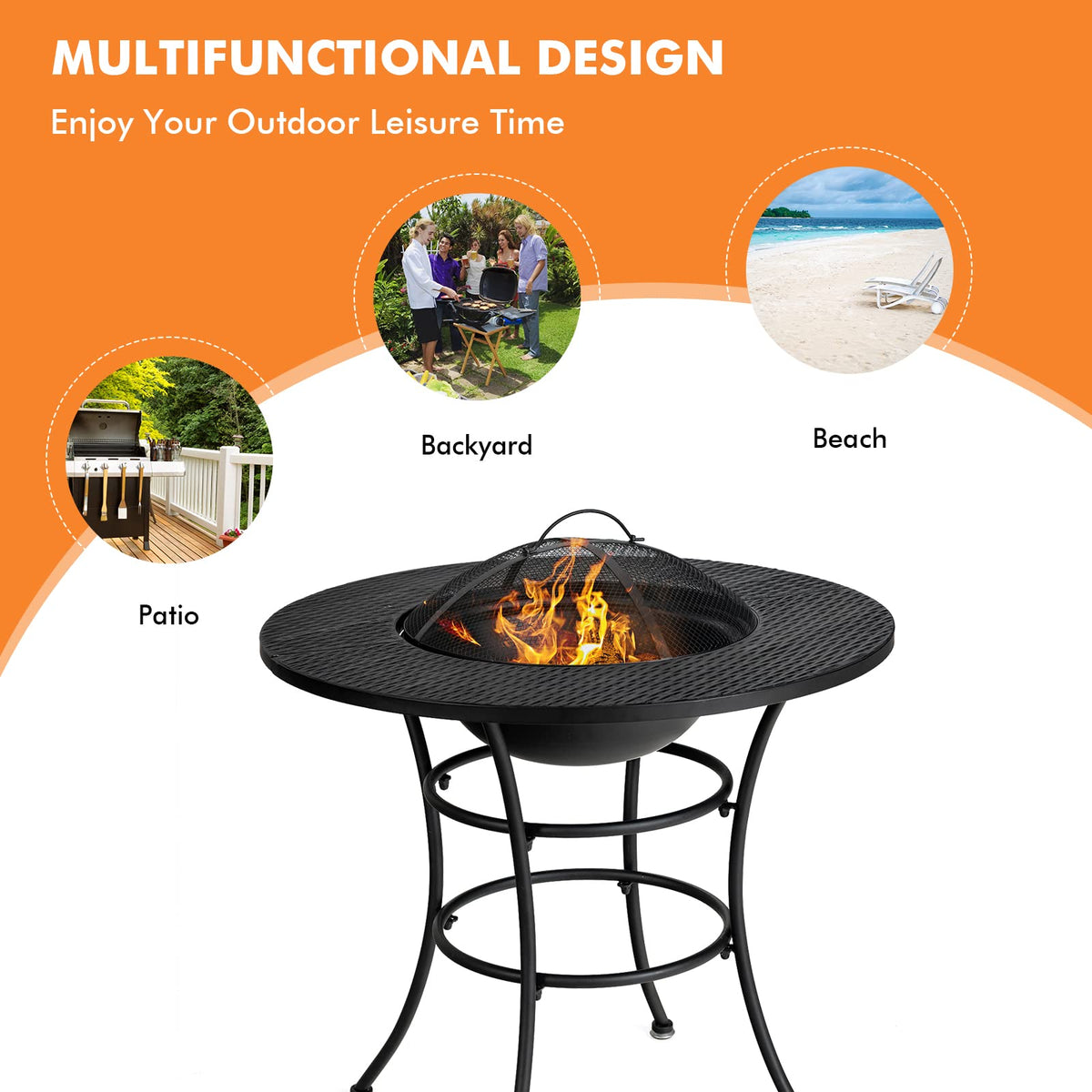 4-in-1 Outdoor Fire Pit Dining Table K3051