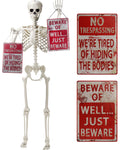 5.4 ft Posable Skeleton with 2 Pack Metal Signs K7710