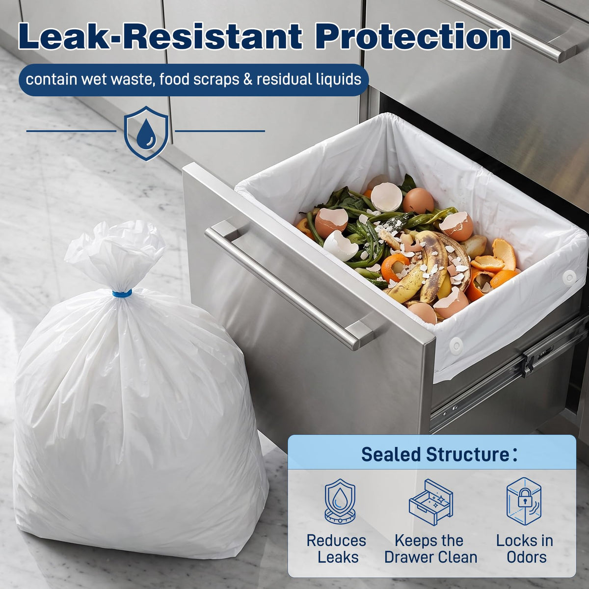 60-pack Trash Compactor Bags with Pre-punched Holes Y414