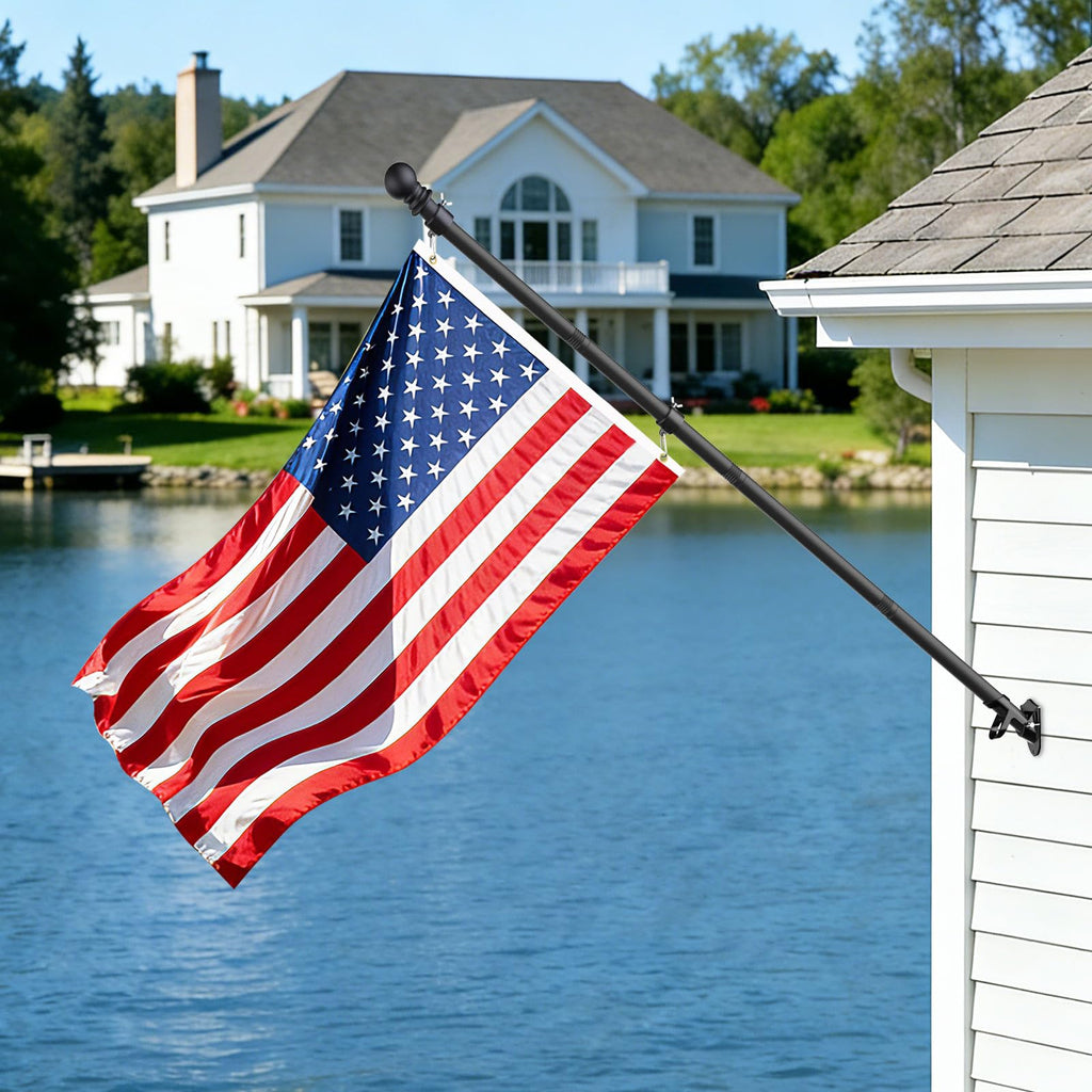 6FT Heavy Duty Tangle Free Steel Flag Pole Kit with 3x5 USA Flag I9497