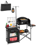 Black Aluminum Camping Kitchen Table with Storage Cupboard Z49445