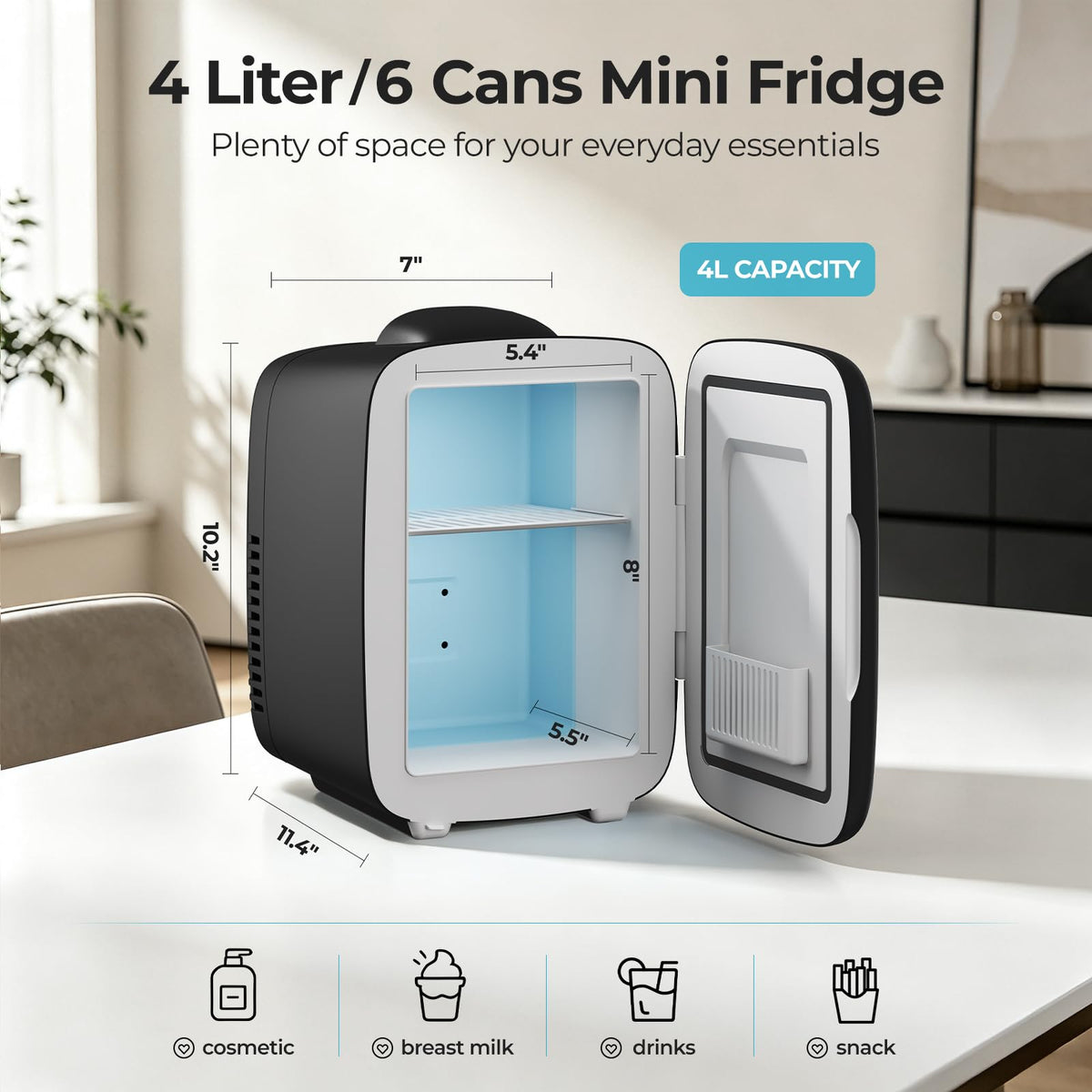 4L 6 Can Portable Mini Fridge H458617