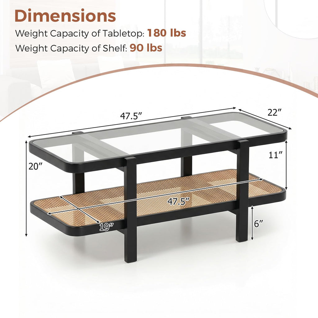 Black Rattan Coffee Table Y2702