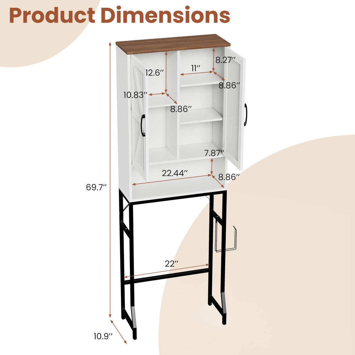 White Over The Toilet Storage Cabinet T826
