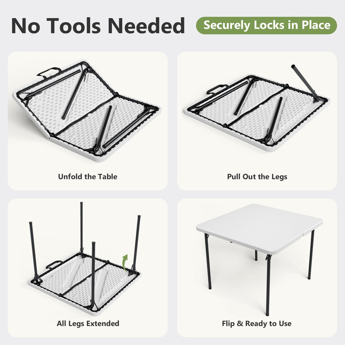 36 Inch Square Folding Card Table with Carrying Handle D305