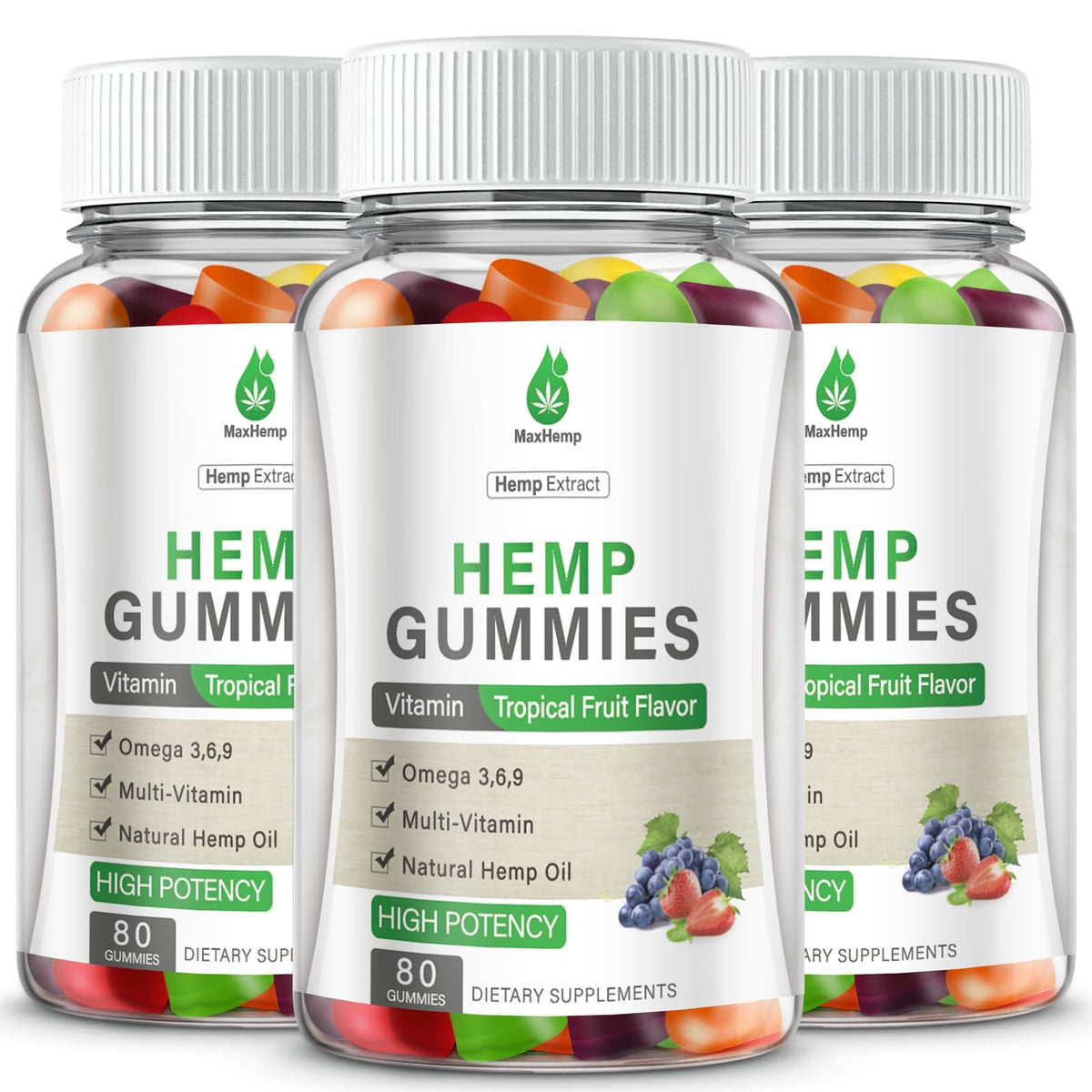 Hemp Gummies 100% Natural Organic Vegan 3 Packs H644