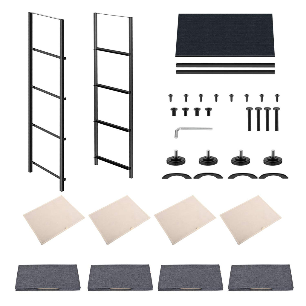 Black Grey 4 Drawer Fabric Storage Dresser O767