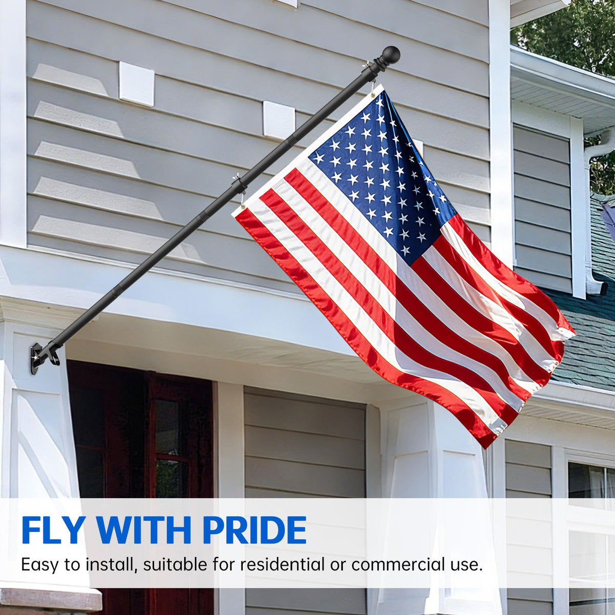 6FT Heavy Duty Tangle Free Steel Flag Pole Kit with 3x5 USA Flag I9497