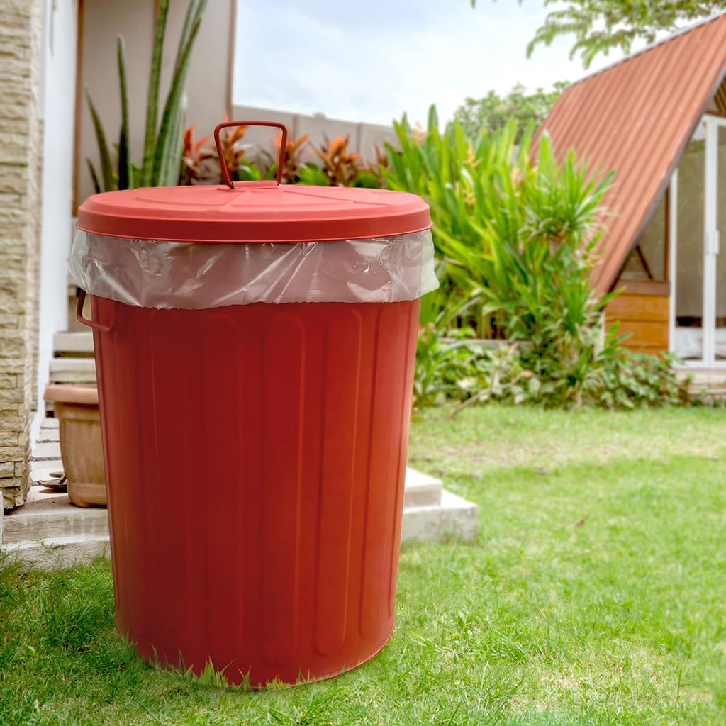 20 Gallon Red Metal Trash Can with Lid S253384