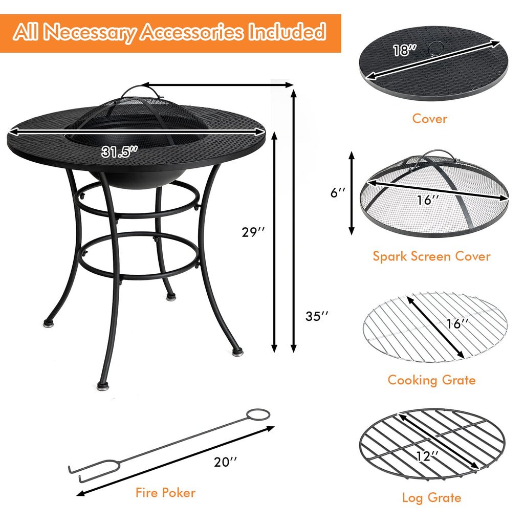 4-in-1 Outdoor Fire Pit Dining Table K3051