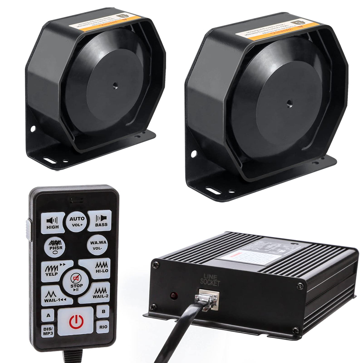 12V 400W 37 Tones Warning Emergency Siren PA System F6708