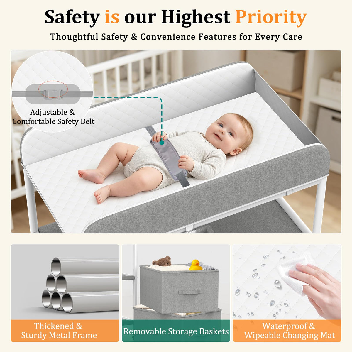 Portable Baby Changing Table with Wheels M121