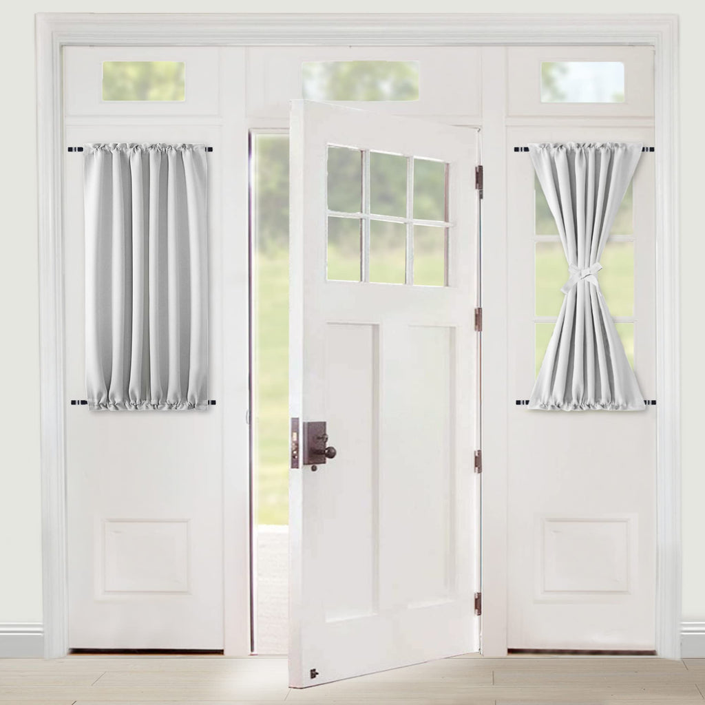 Door Curtains, Thermal and Room Darkening Curtains, Rod Pocket Blackout Curtains, 25 x 40 inches, Greyish White, 1 Panel G5620