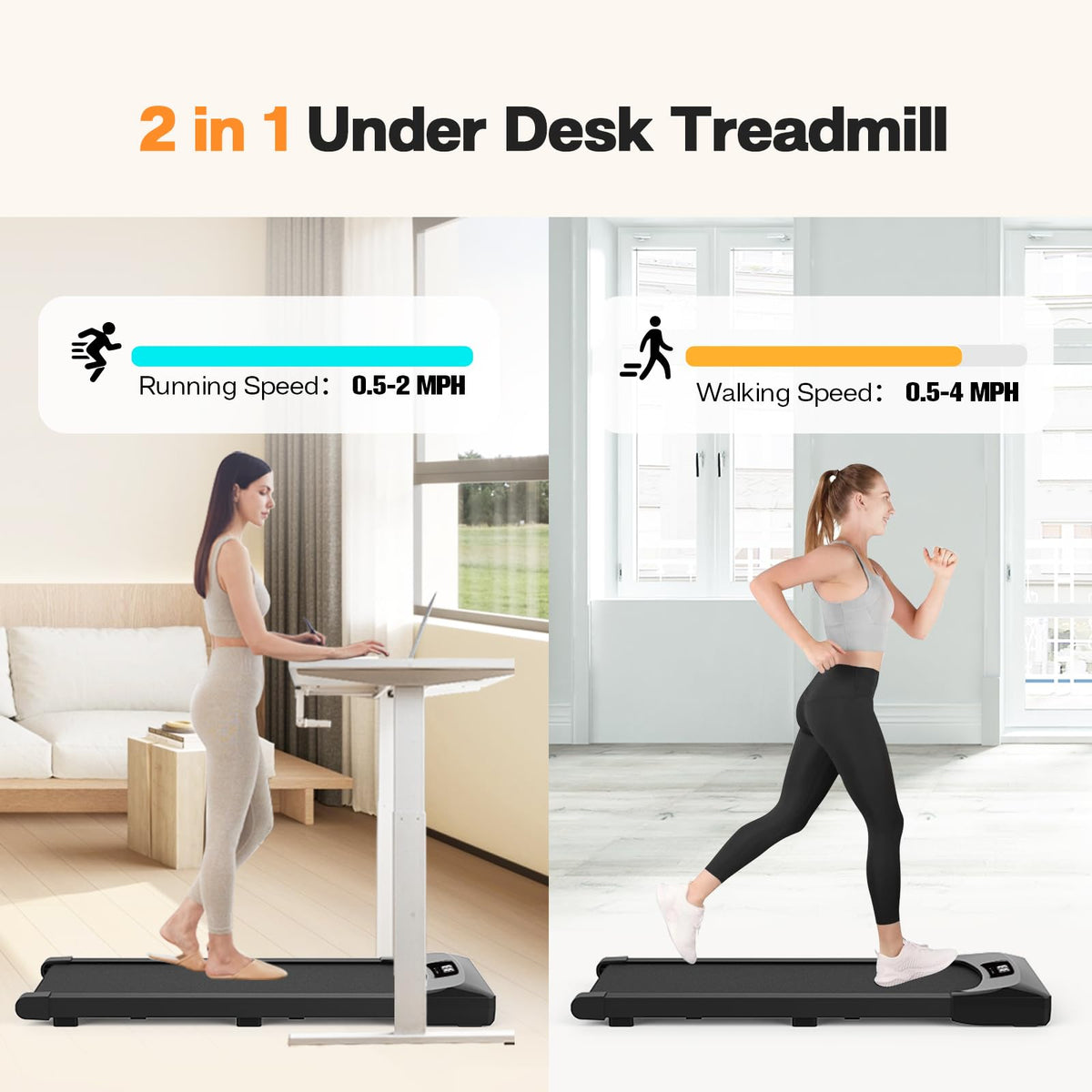 Under Desk Treadmill 2.5HP 265 lbs Weight Capacity K119034