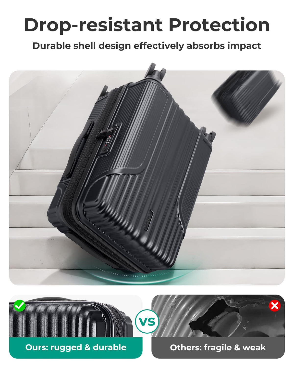 Carry On Luggage with Wheels, Black N667
