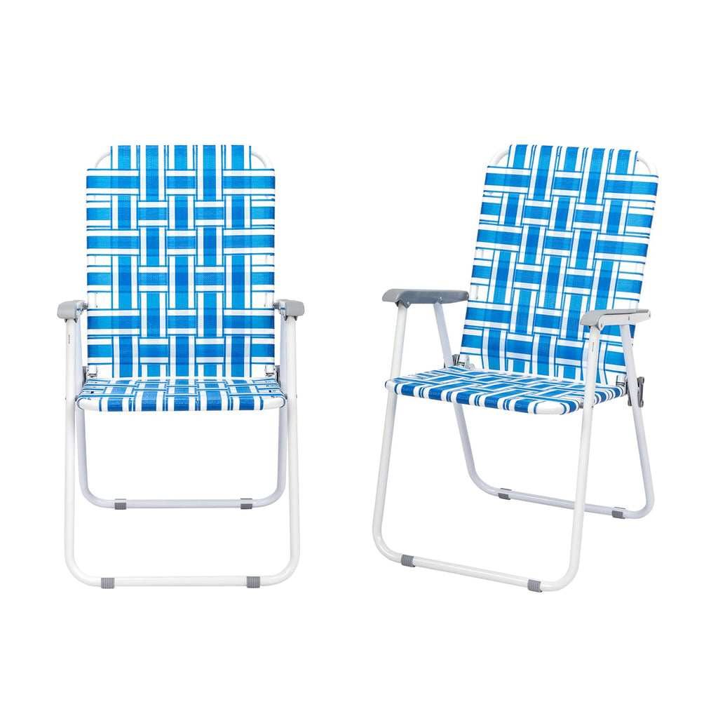 Set of 2 Blue Webbed Folding Camping Chairs D328