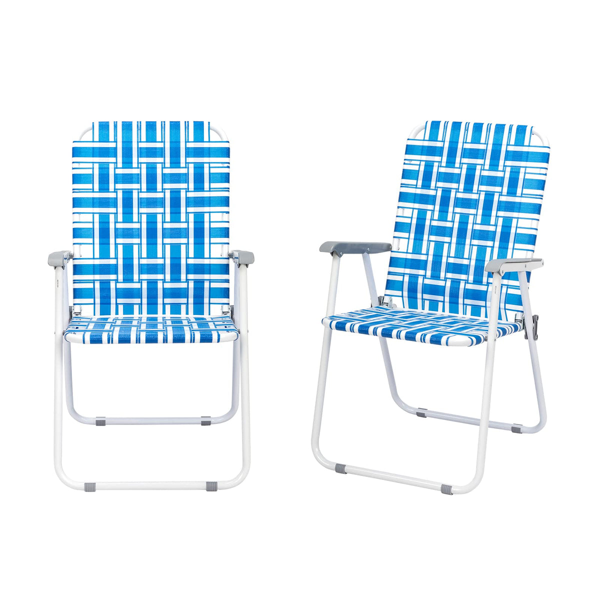 Set of 2 Blue Webbed Folding Camping Chairs D328