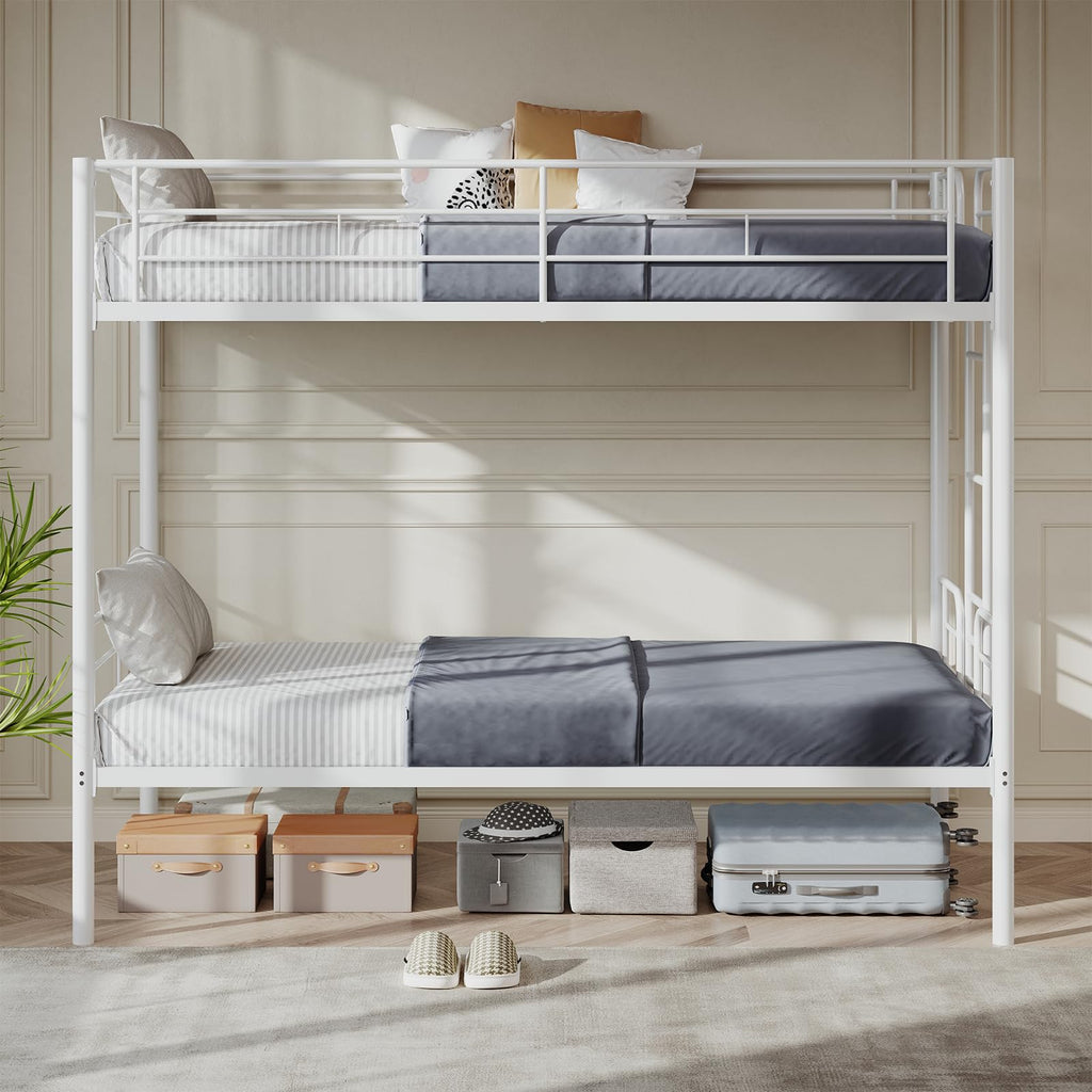 Metal Bunk Bed Twin Over Twin with Ladder and Guardrail Z8544